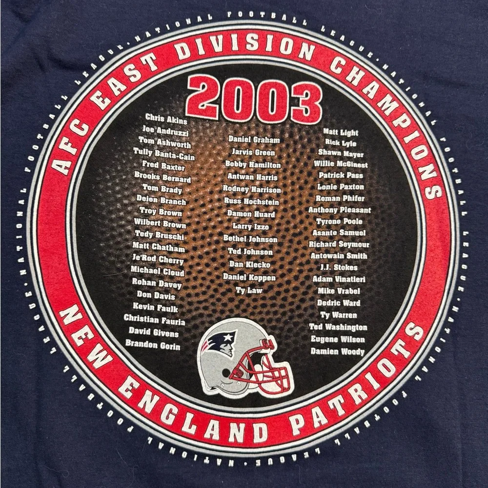 VTG 2003 Patriots Tom Brady AFC Champs T Shirt L NWT‎ NFL Players Inc